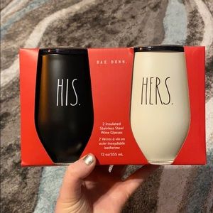 Rae Dunn His & Hers Metal Wine Tumblers
